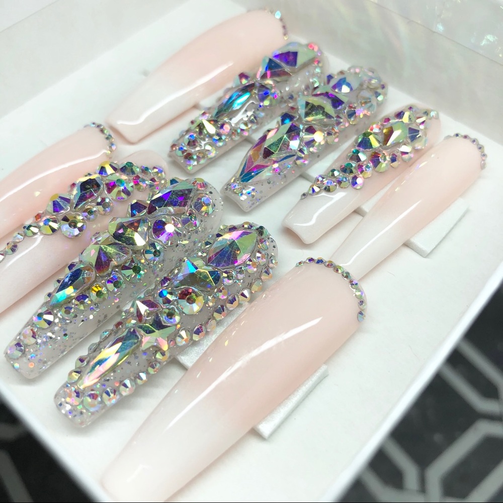 SPARKLE - GEL PRESS ON NAILS - XXL BALLERINA - Picture 1 of 8
